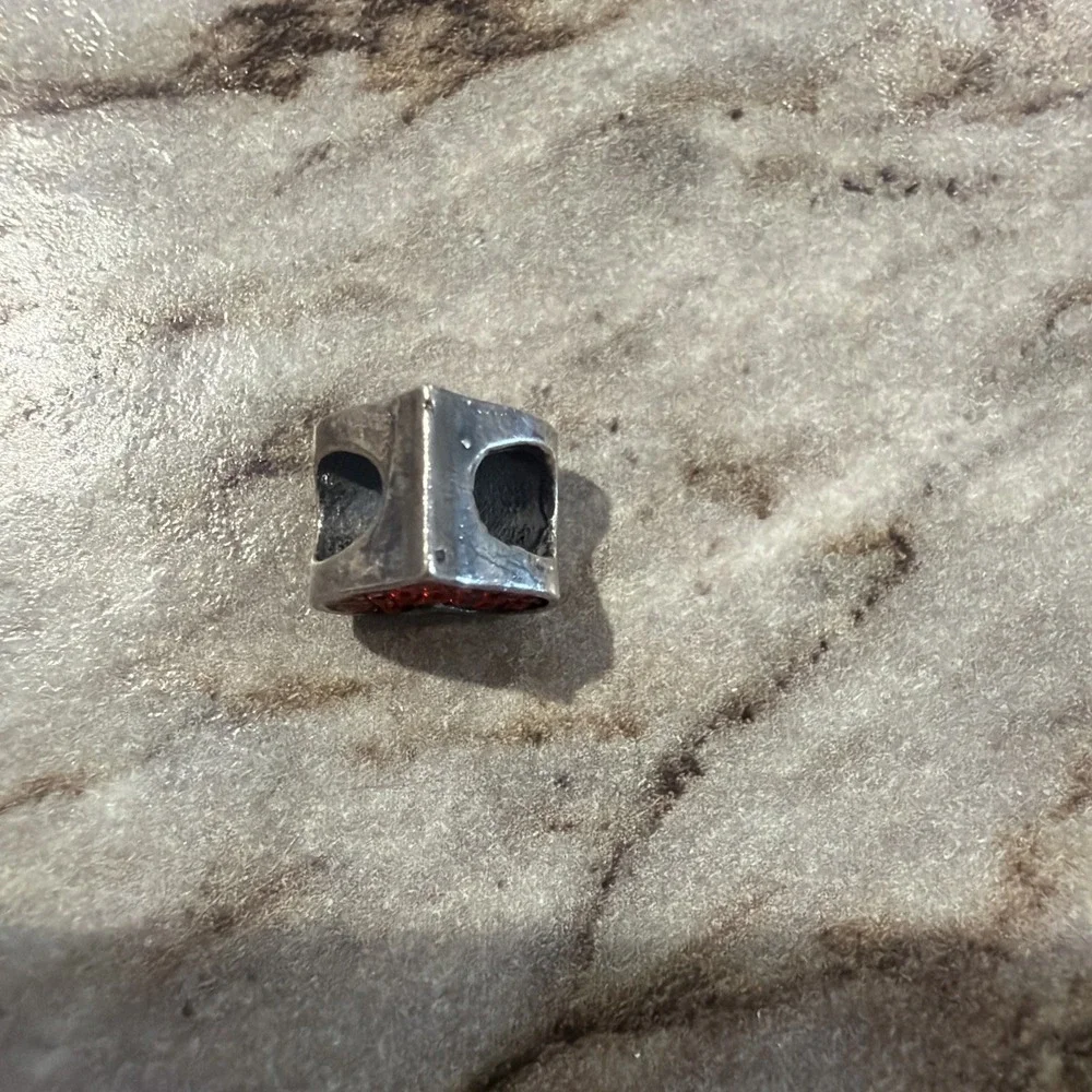 ITALY 925‎ RL Ralph Lauren Sterling Silver Rhinestone Red Heart Slide Charm